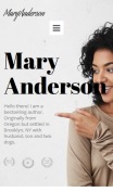 Author Website Design - Mary Anderson - mobile preview