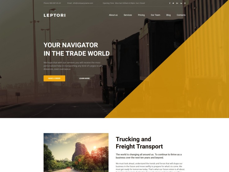卡车运输网站设计- Leptori -主图像