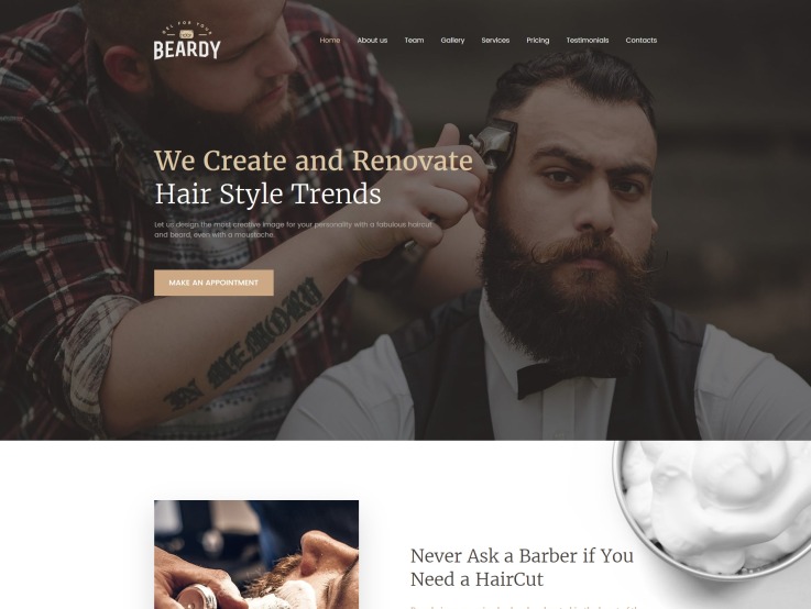 Barber Shop Website Design - Beardy - main image