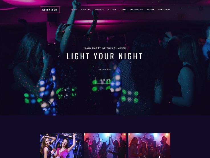 Night Club Website Design - Grinnesso - main image