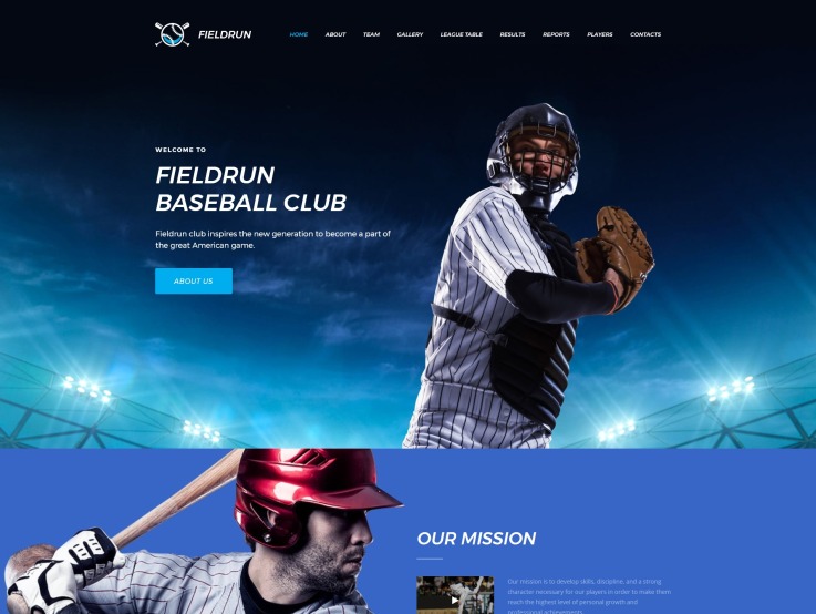 Baseball Website Design - Fieldrun - main image