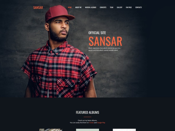 歌手网站设计- Sansar -主图像