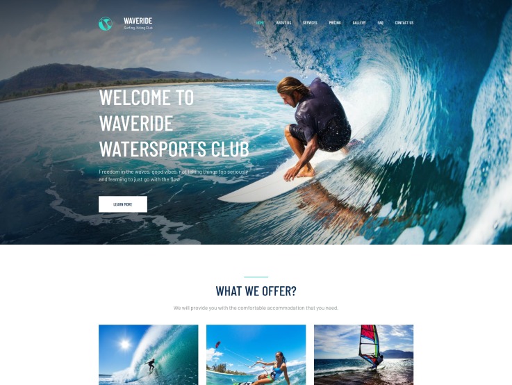 Surfing Website Design - Waveride - main image