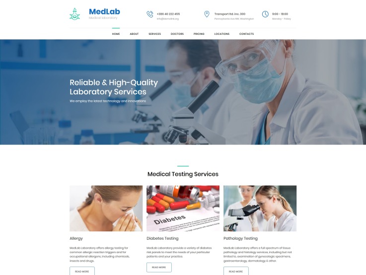 Lab Website Design - MedLab - main image