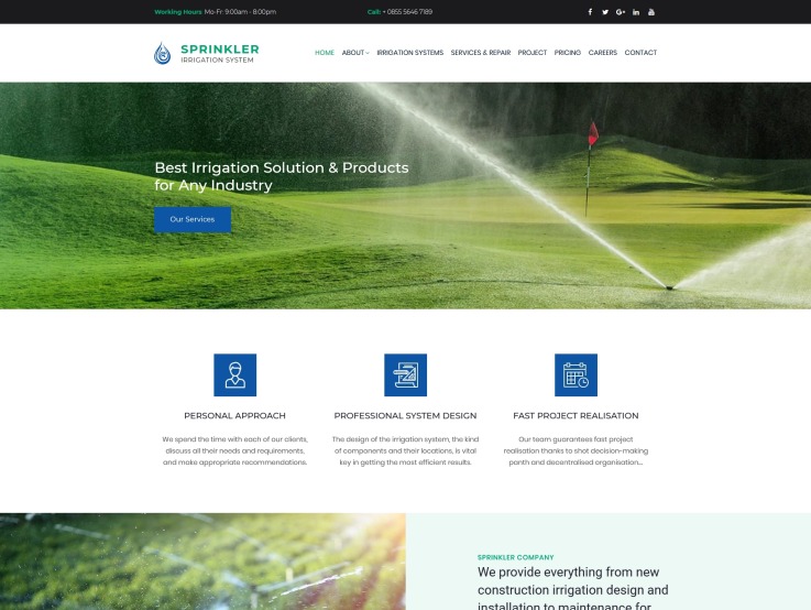 Irrigation Website Design for Sprinkler and Water Systems - main image