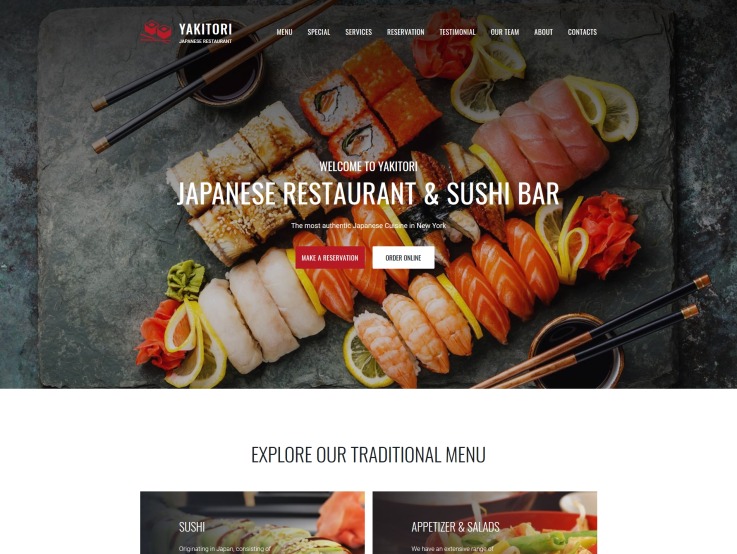 Japanese Restaurant Website Design for Sushi Food Delivery - main image