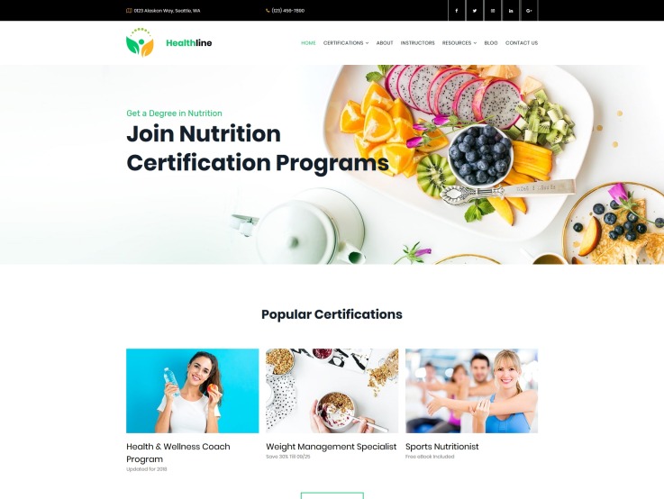 Nutrition Courses Website Template - main image