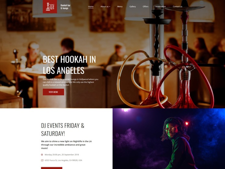Hookah Bar Website Design - main image