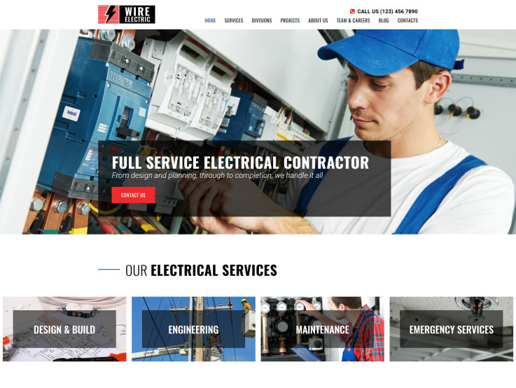Electricity Website Design - Wire Electric - main image