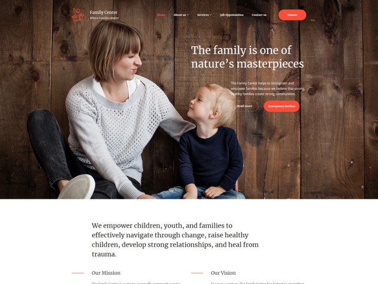 Family Center Website Design - main image