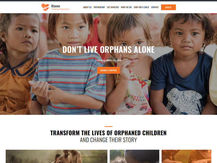 Orphanage Website Design - main image