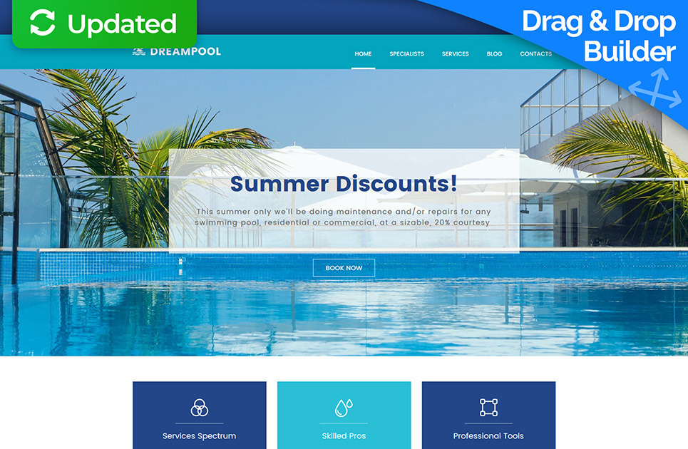 Swimming Pool Website Design For Pool Service Company Motocms