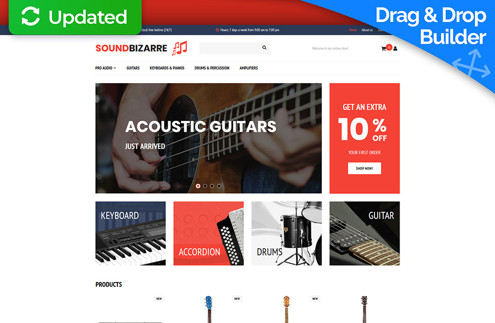 Instruments Website Template for Music E-Store - MotoCMS