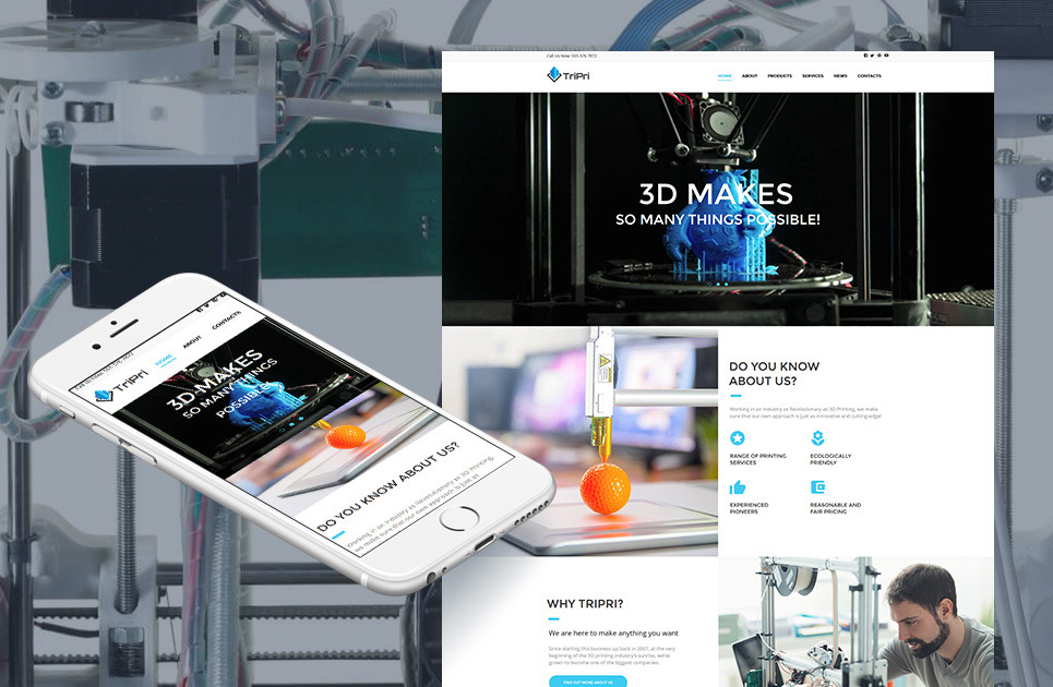 3D Printing Website Template for Business - MotoCMS