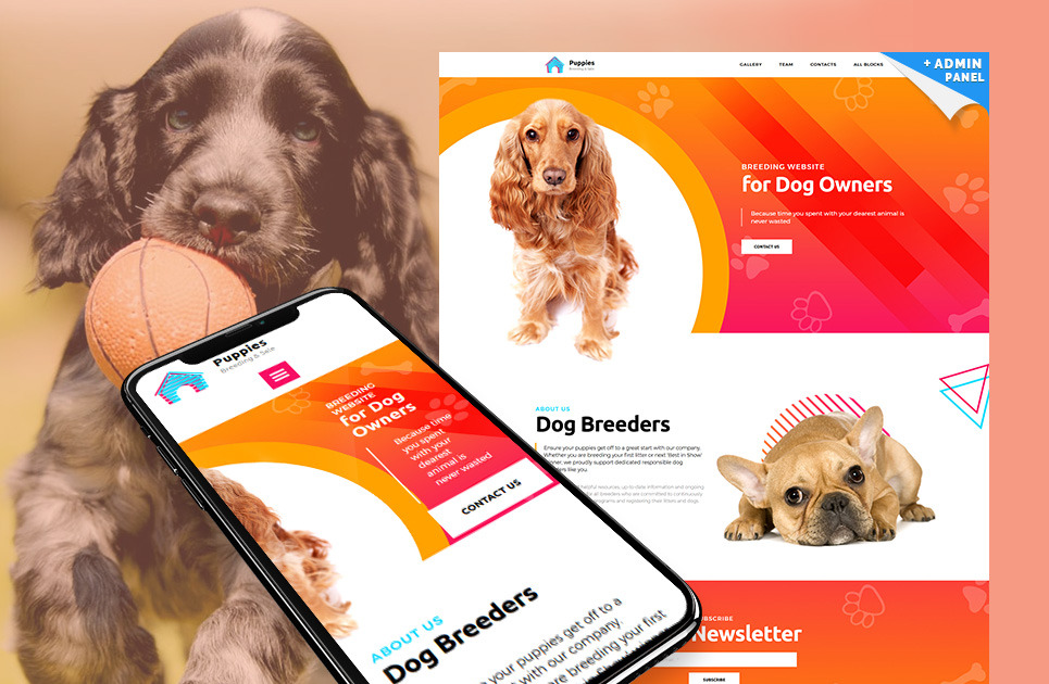 One Page Dog Breeder Website Design Template MotoCMS