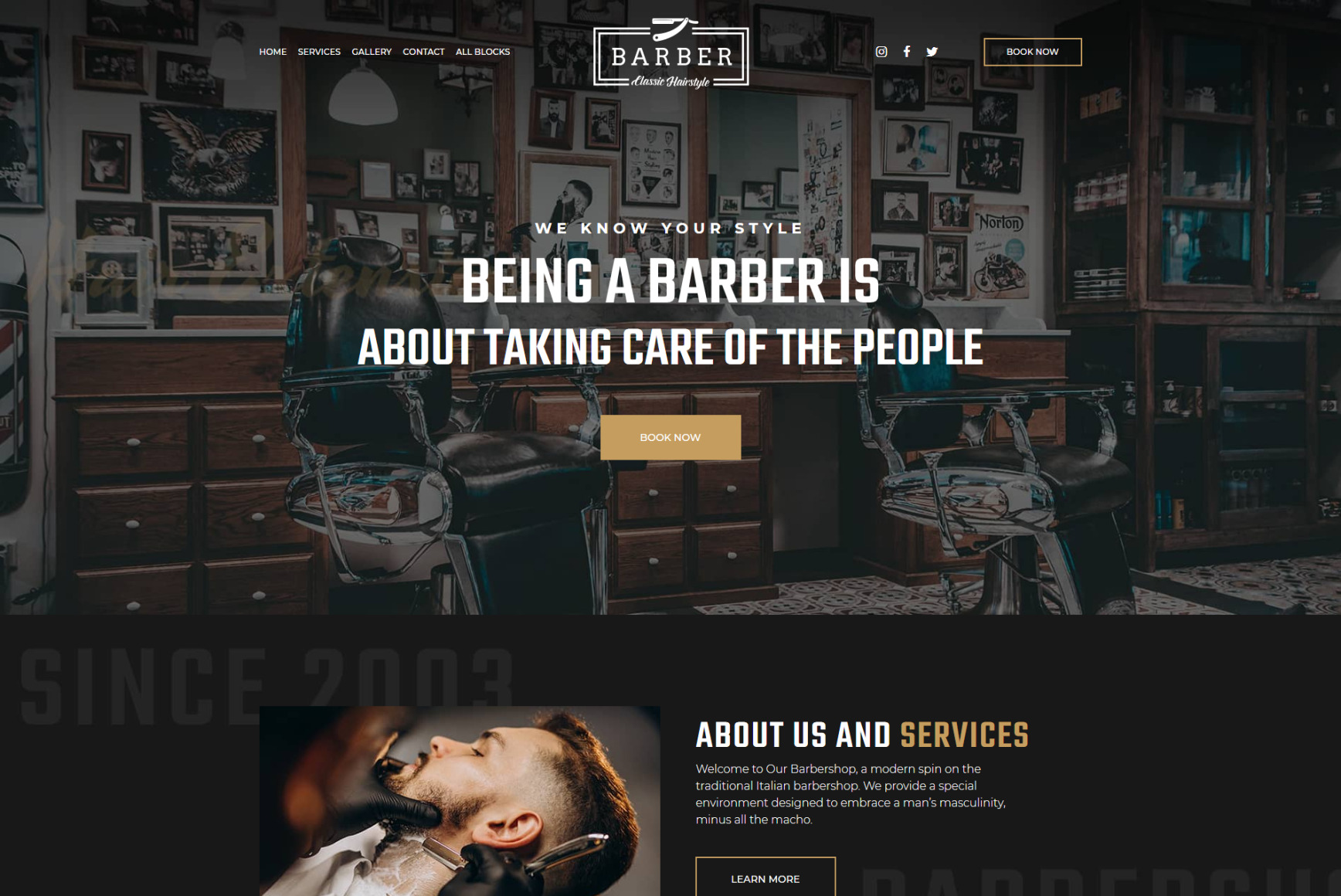 OnePage Haircut Website Template for MotoCMS