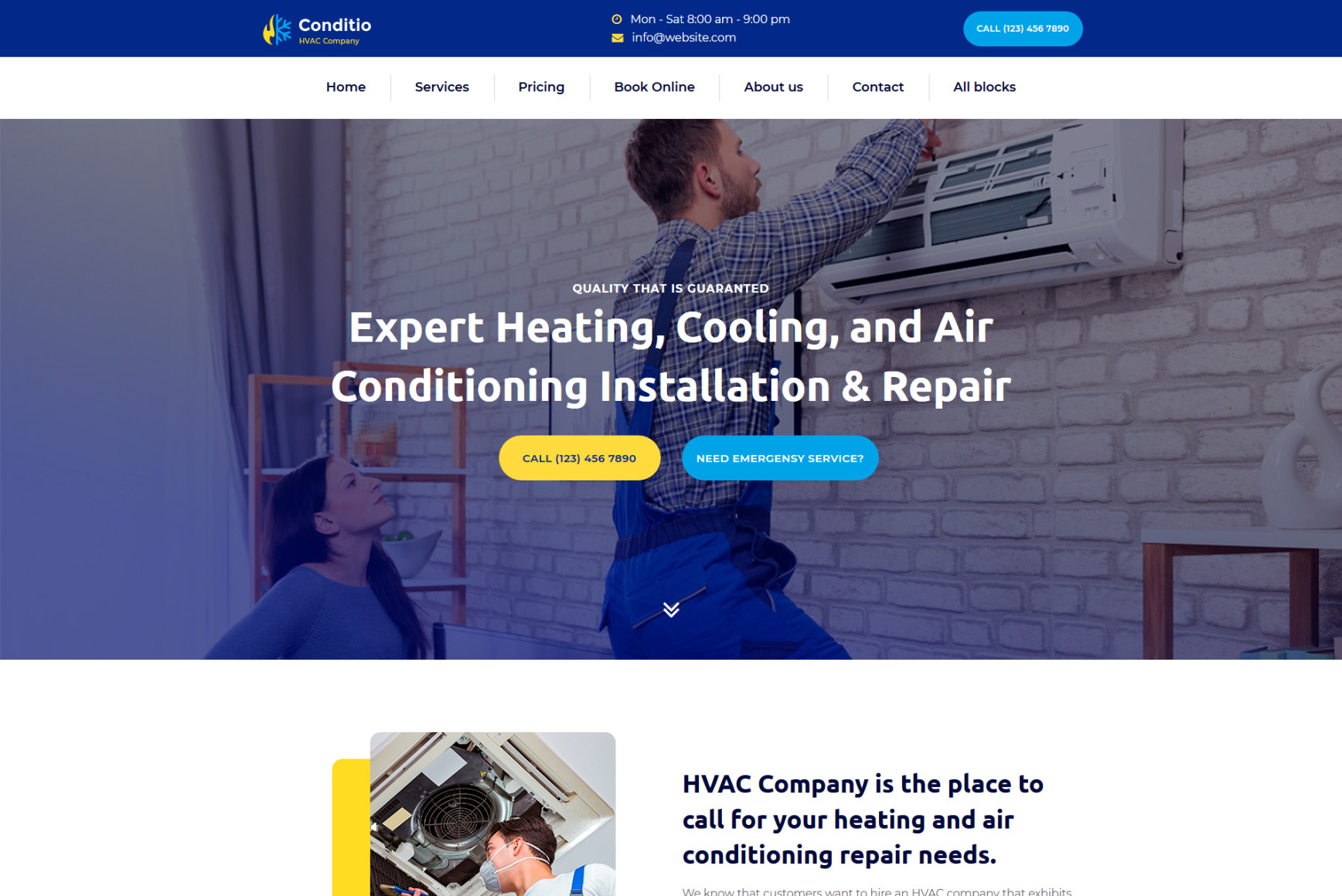 HVAC Landing Page Template MotoCMS