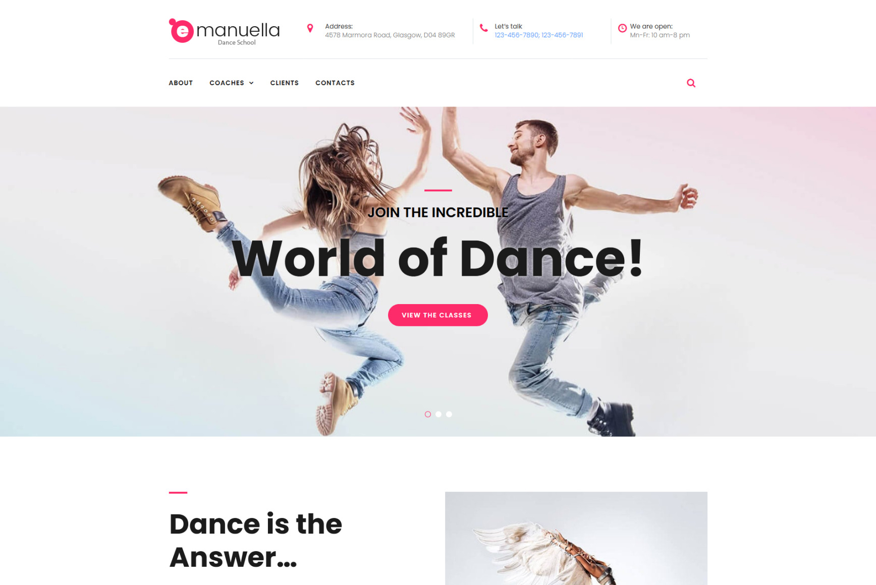 Dance School site Design MotoCMS