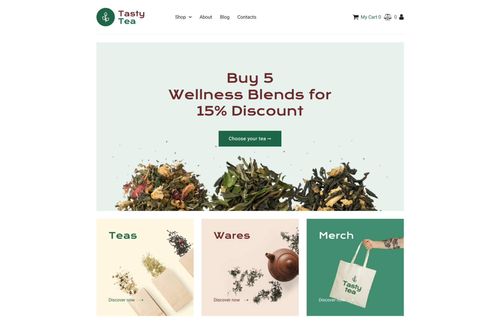 Tea site Design for Tea and Coffee Shop MotoCMS