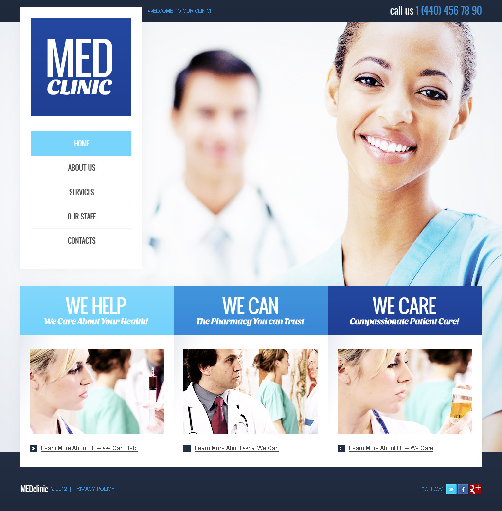 Med Clinic Website Template with a Photo Background - MotoCMS