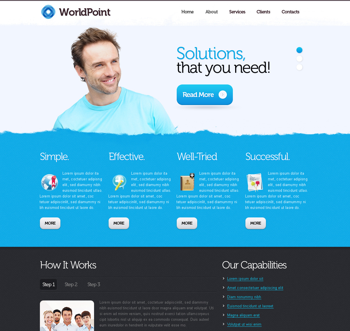 Business Template Designed with White, Blue and Dark Gray Colors - MotoCMS