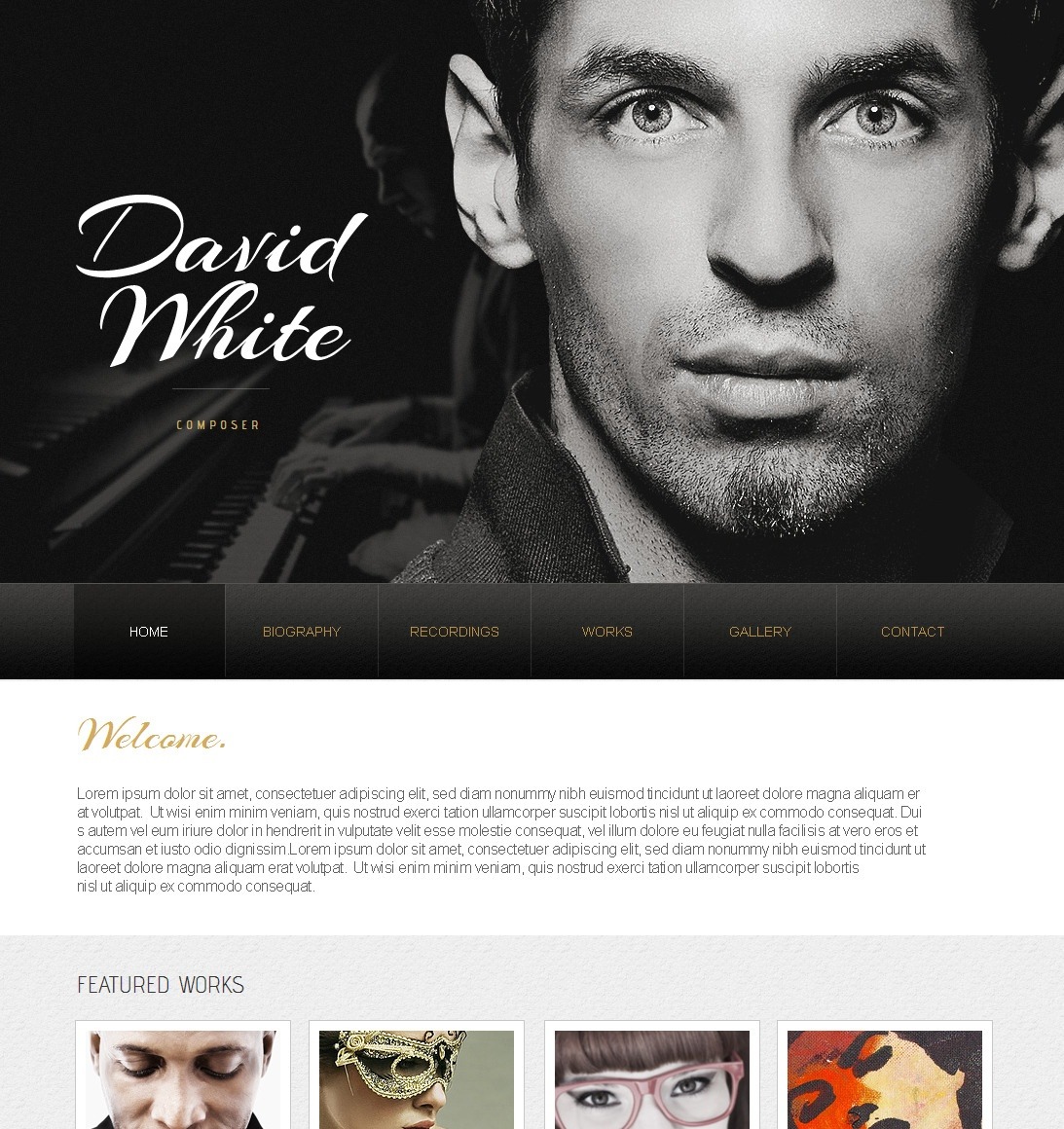 Template for Personal Website in Black and White Style - MotoCMS