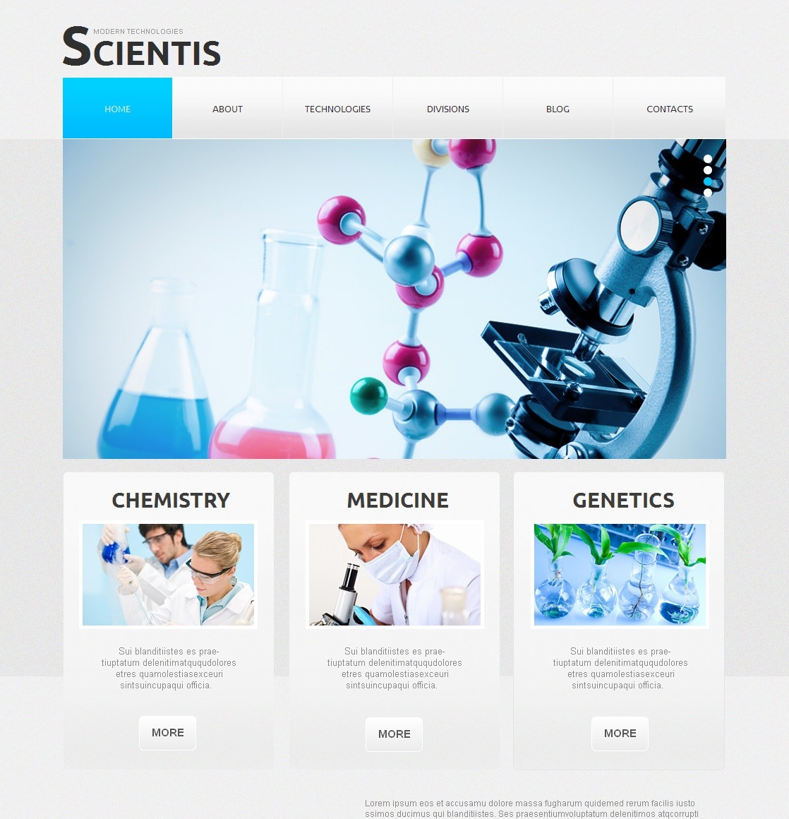Gray Website Template for Scientists - MotoCMS