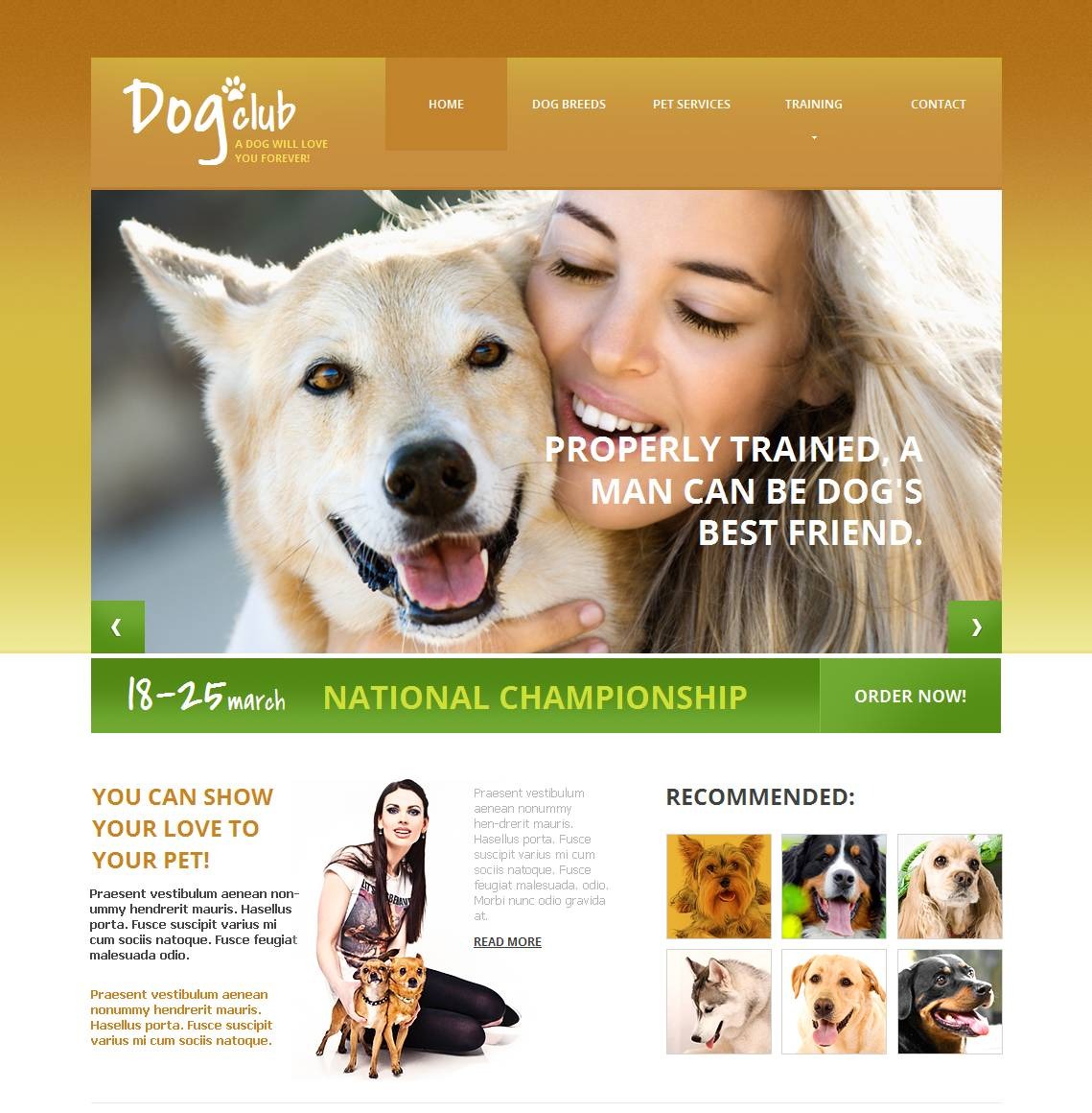 Dog Club Website Template for Pet Care Websites MotoCMS