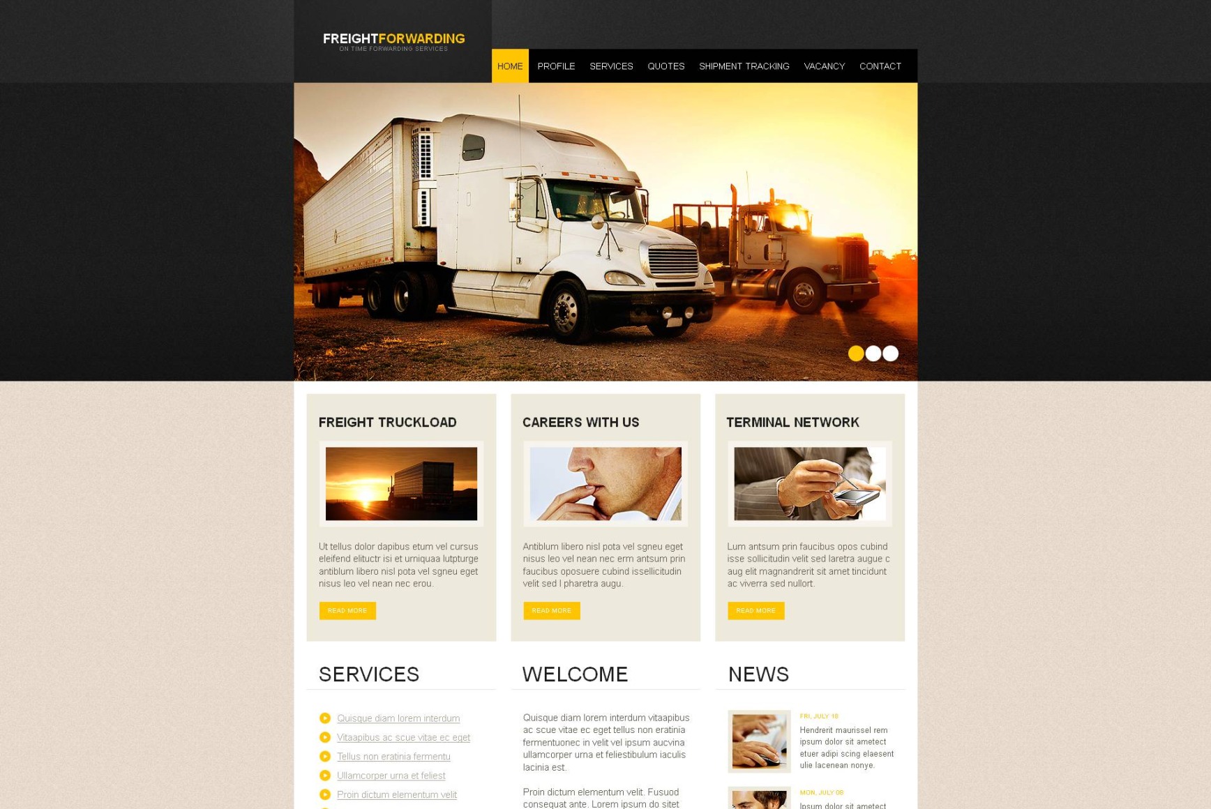 Trucking Company Website Template with jQuery Slider MotoCMS