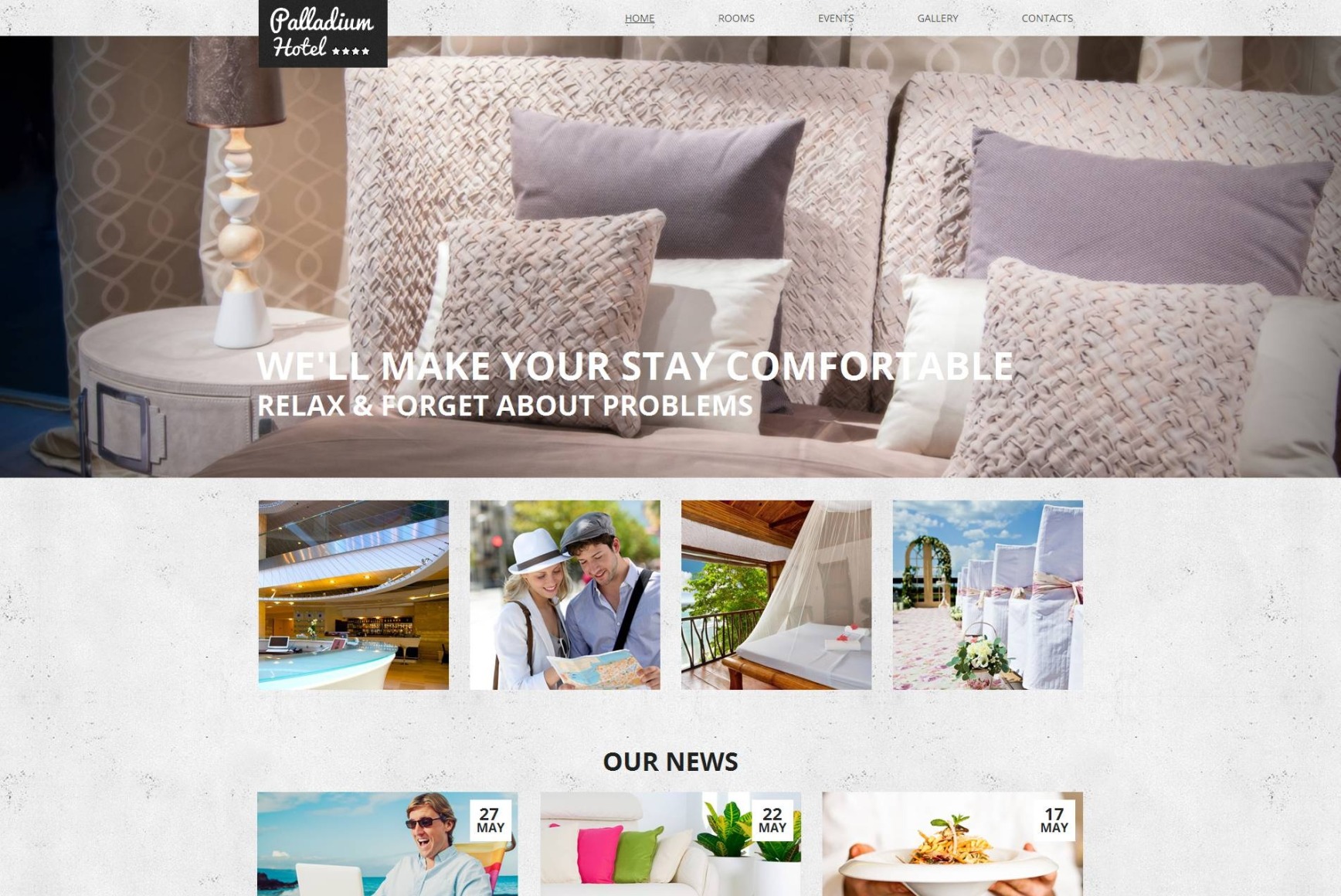 Hotel Web Template with a Photo Gallery in Header - MotoCMS