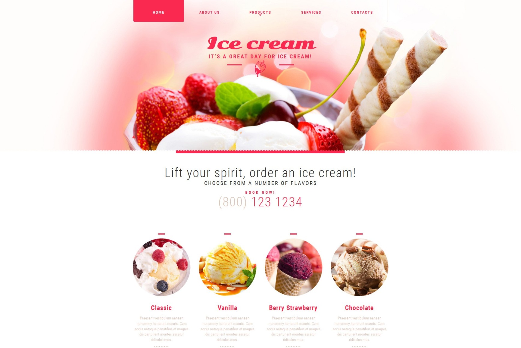 Ice Cream site Template for Gelato & Frozen Yogurt Sites MotoCMS