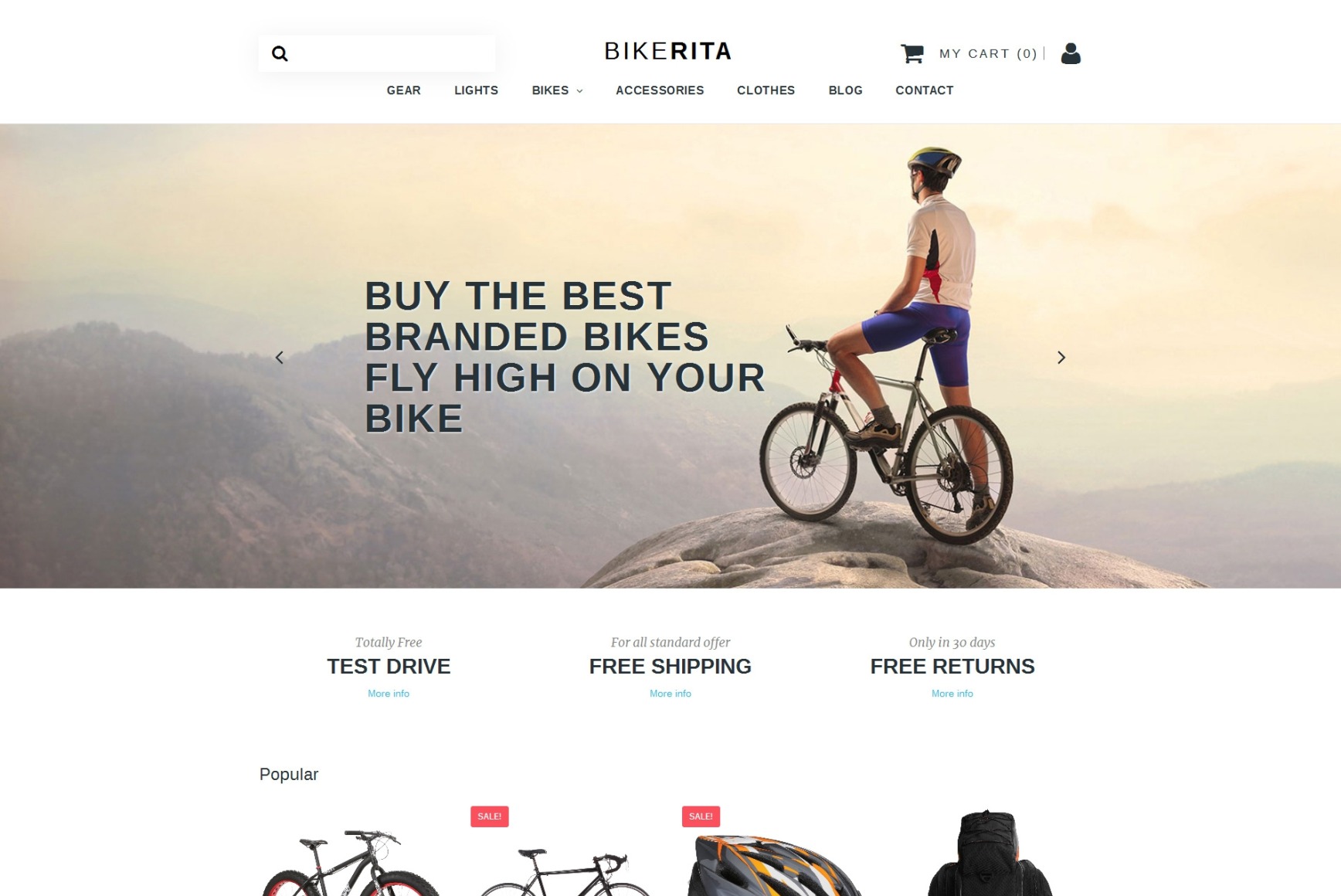 Bike Shop site Template for Cycling Gear Store MotoCMS