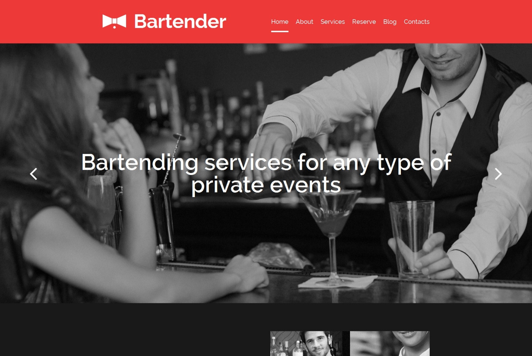 Catering Services site Template for Bartender Site MotoCMS