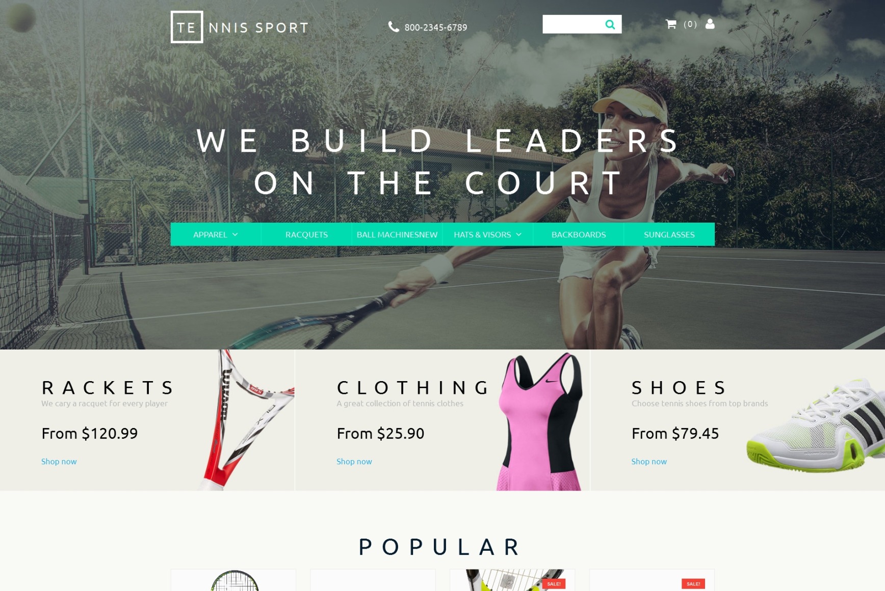Sports Template for Tennis Store site MotoCMS