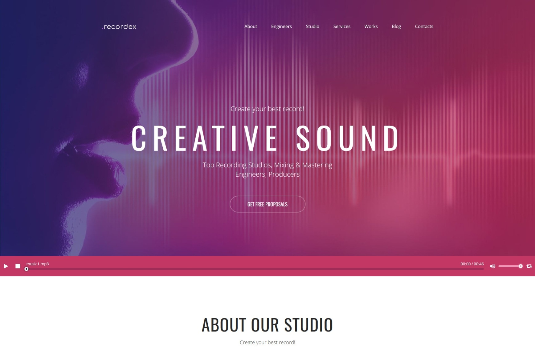 Recording Studio site Template for Music Sites MotoCMS