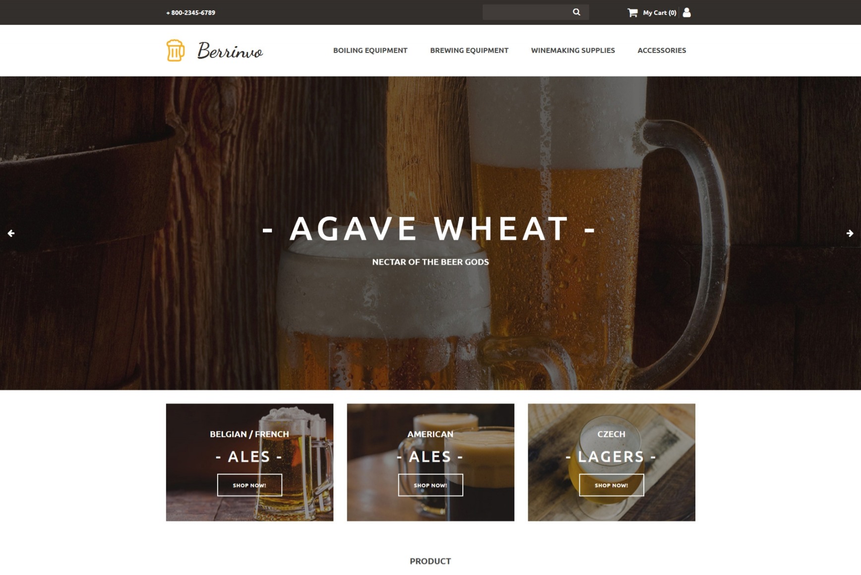 Craft Beer site Design for Homebrew Supply Store MotoCMS