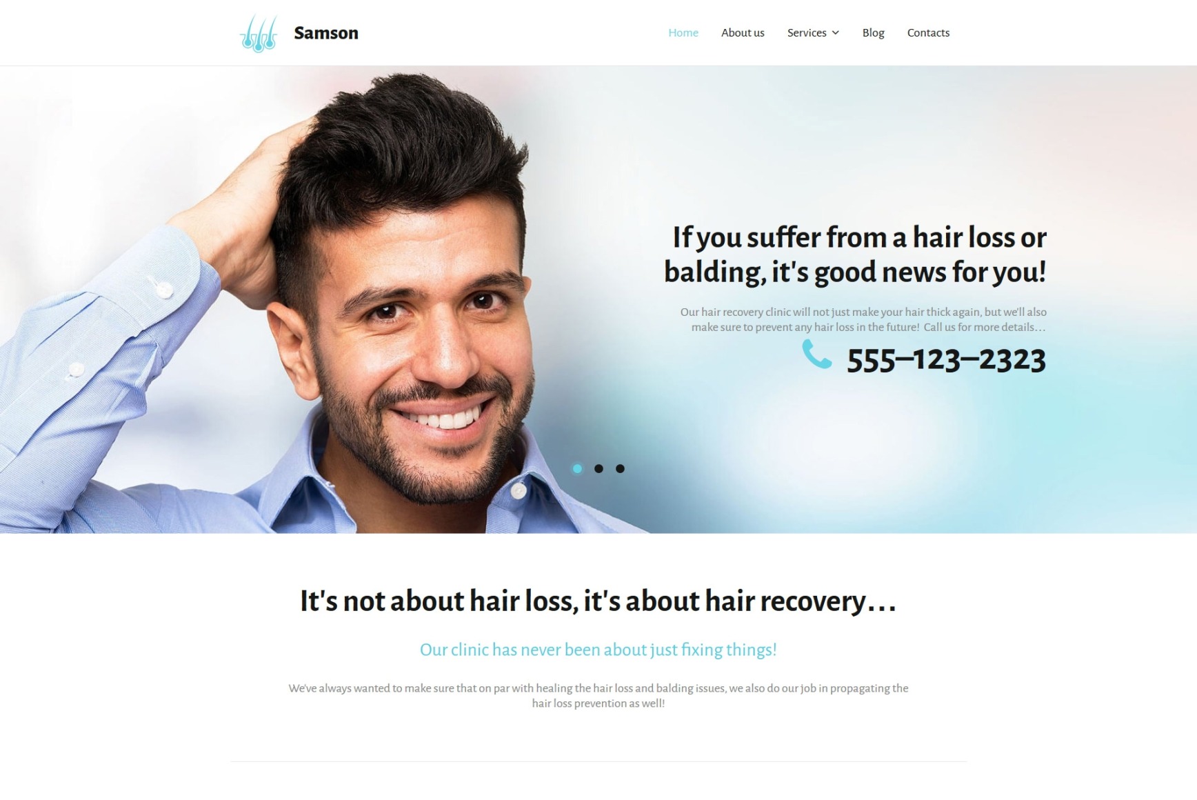 Medical  Template for Hair Loss Treatment Clinic MotoCMS