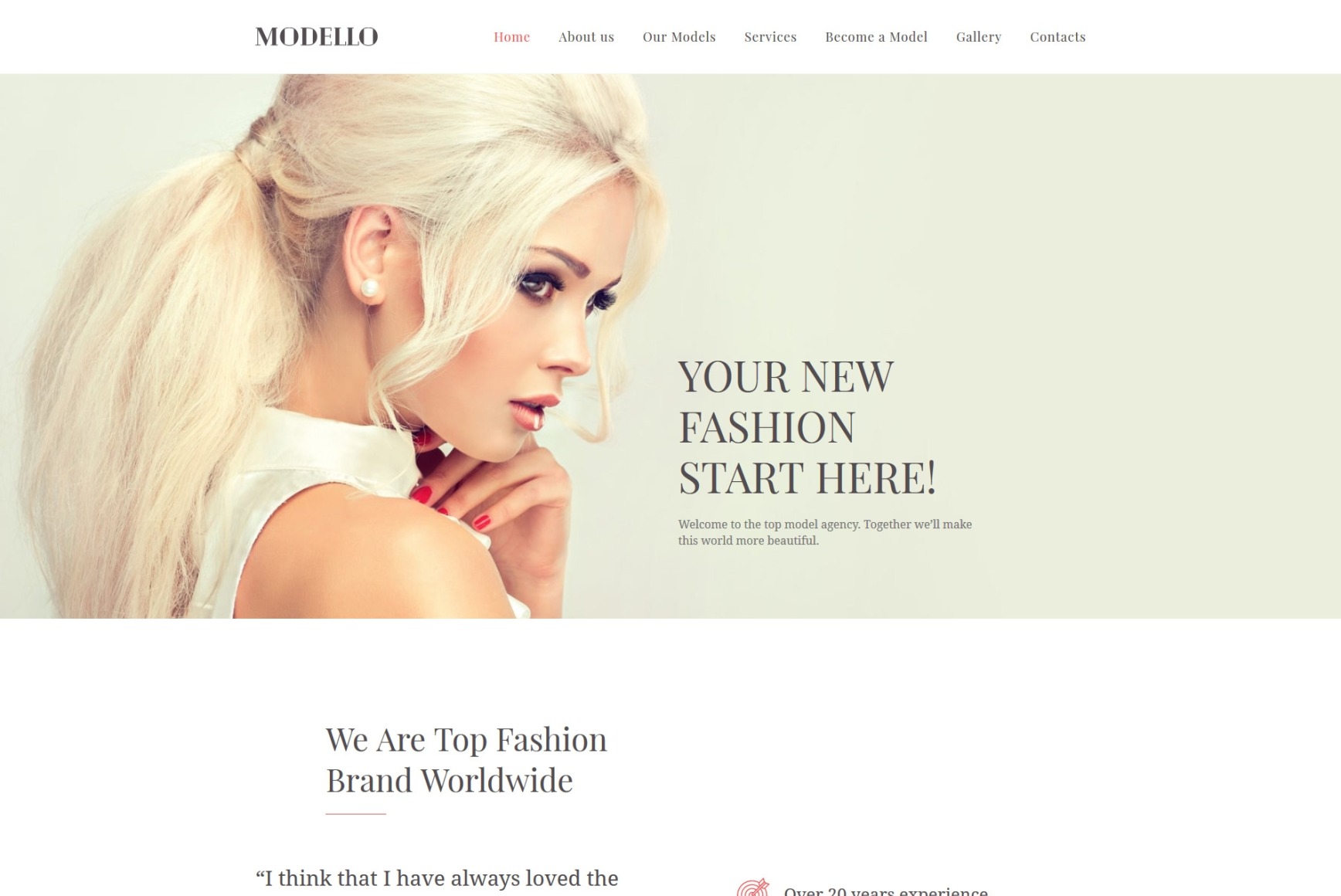 Modeling Agency Website Template for Model Site MotoCMS
