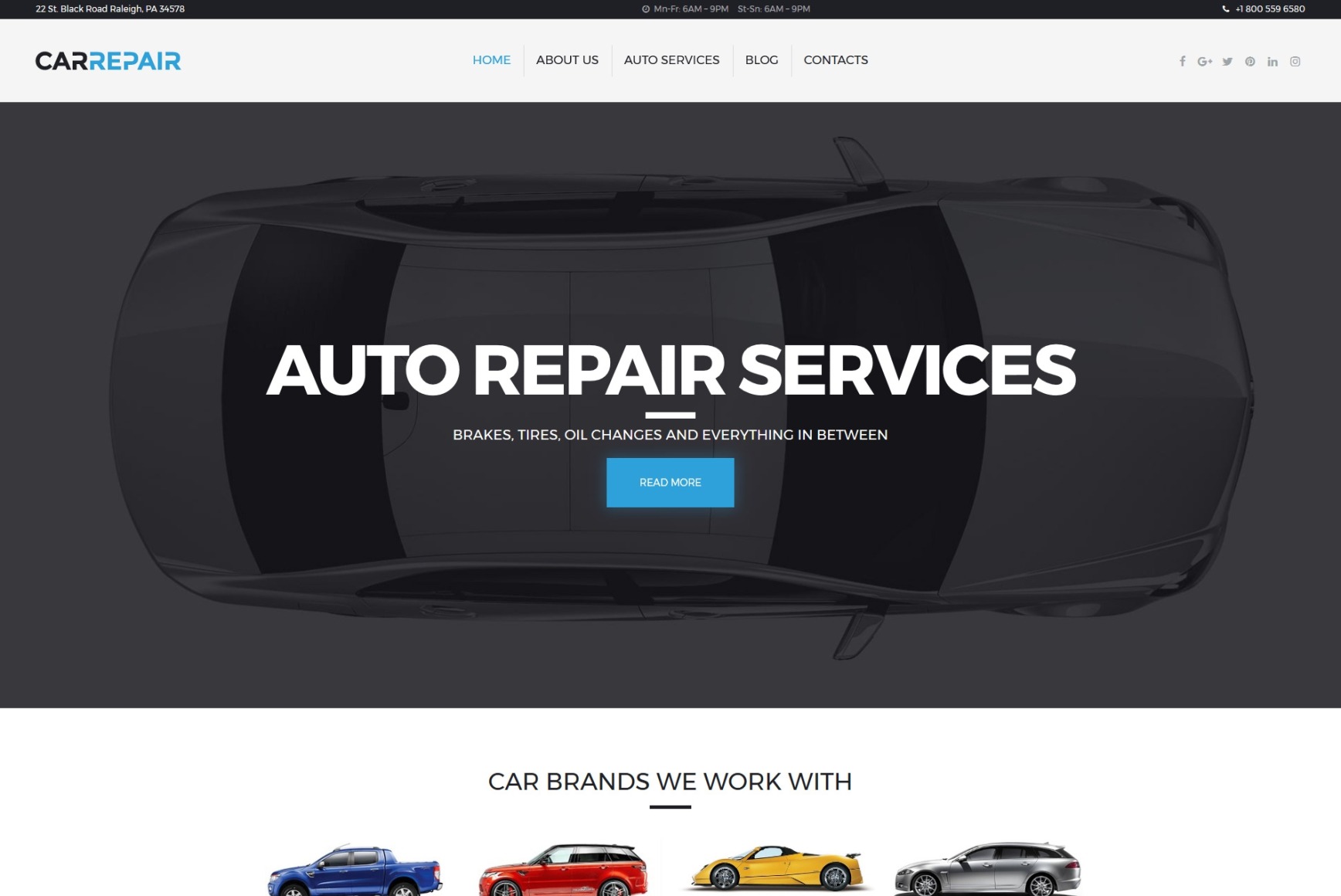 Auto Repair Website Design Template for Car Services - MotoCMS