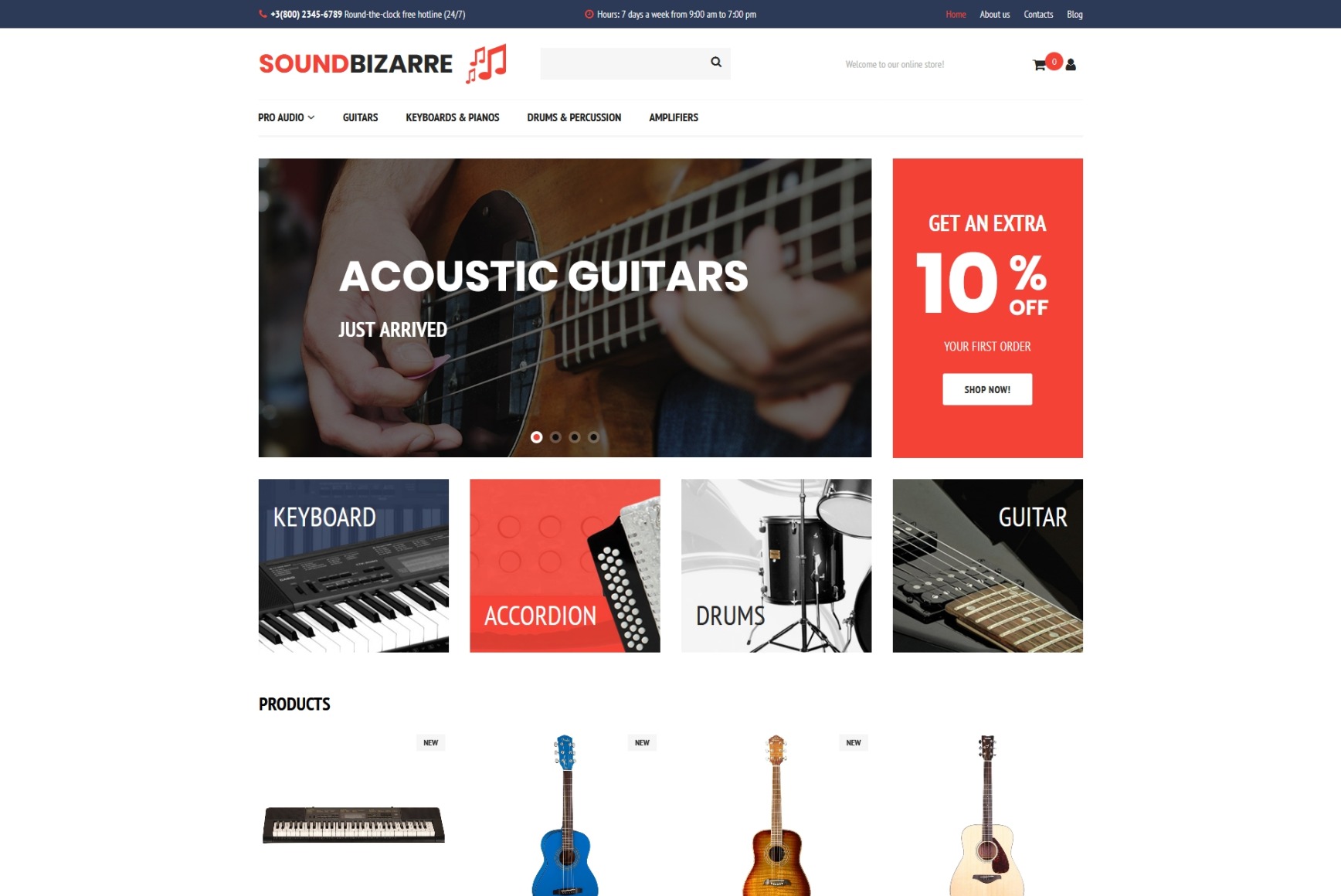 Musical Instruments Website Template for Music E-Store - MotoCMS