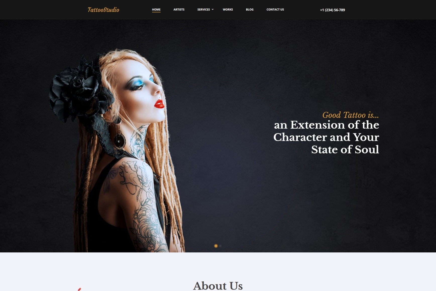Tattoo Website Template for Artist Studio or Salon MotoCMS