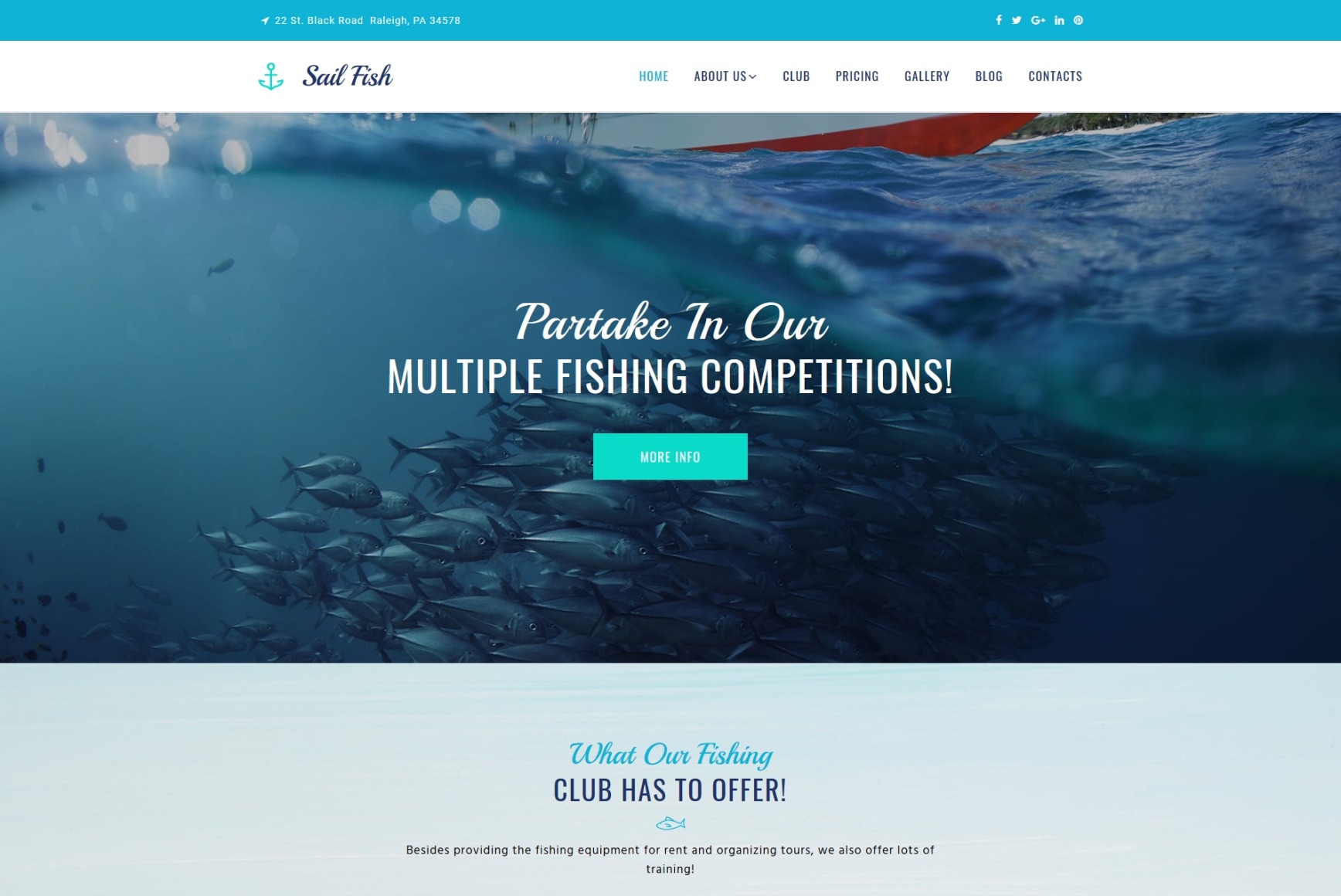 Fishing Website Design Template for Fisherman Club MotoCMS