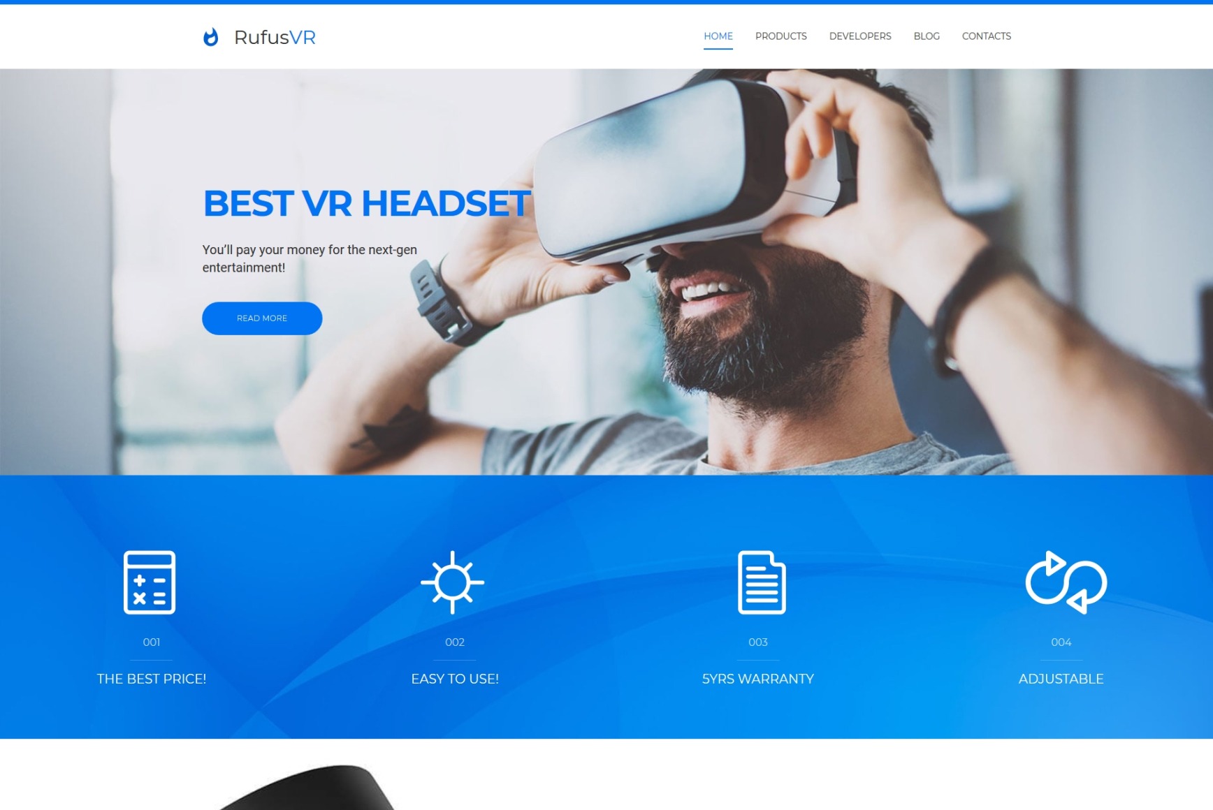 Virtual Reality site Template for Electronics Site MotoCMS