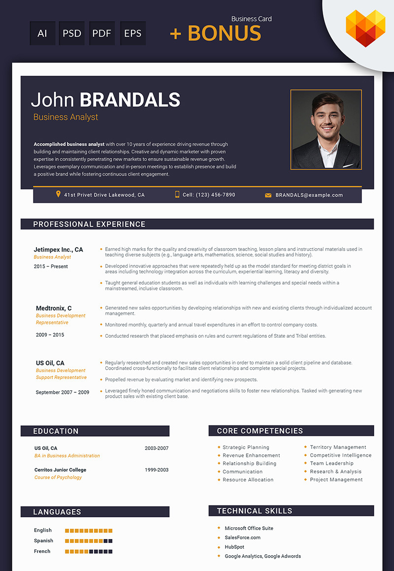 Resume Template for Business Analysts - MotoCMS