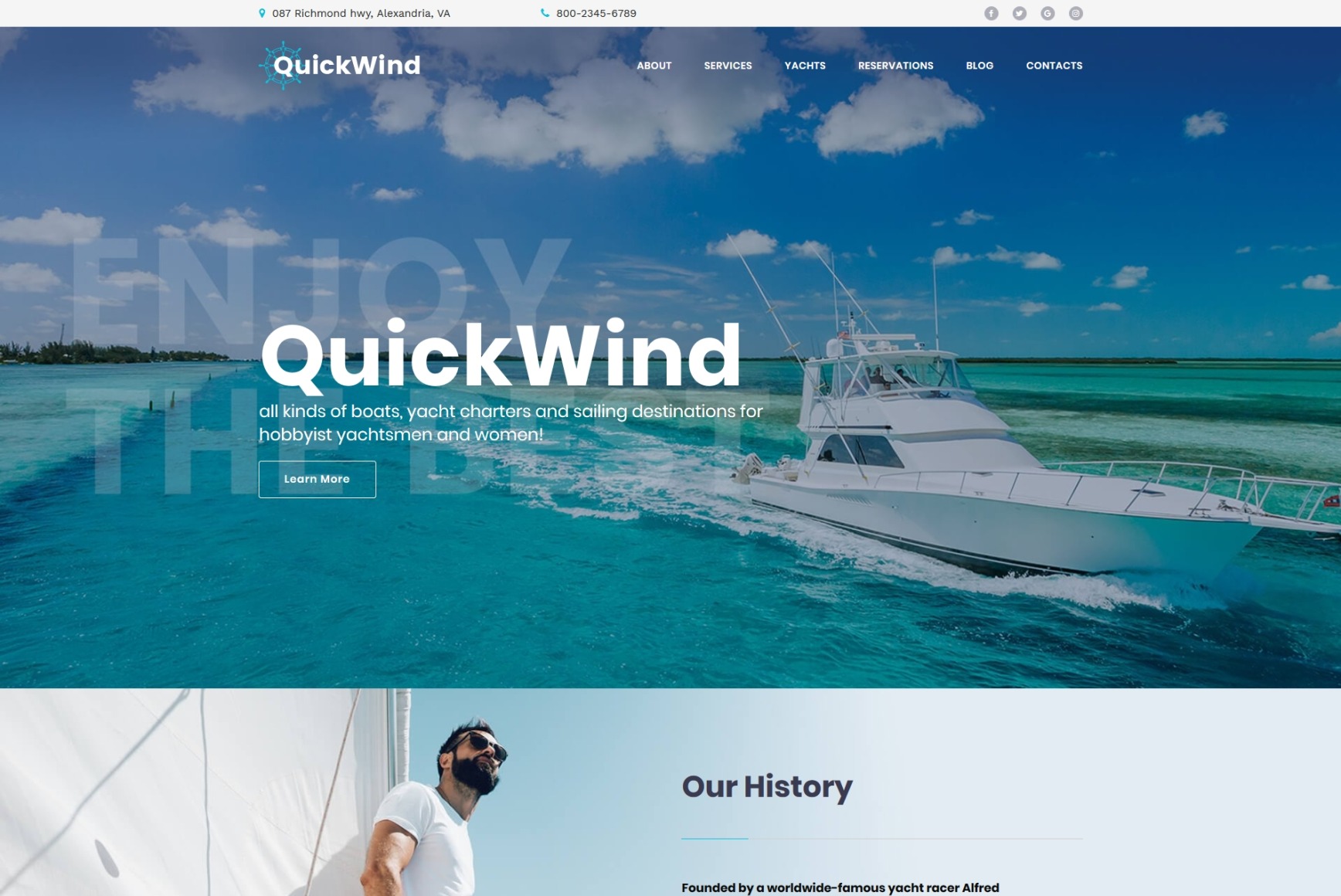 Yacht Website Design for Boating & Voyage Charters MotoCMS