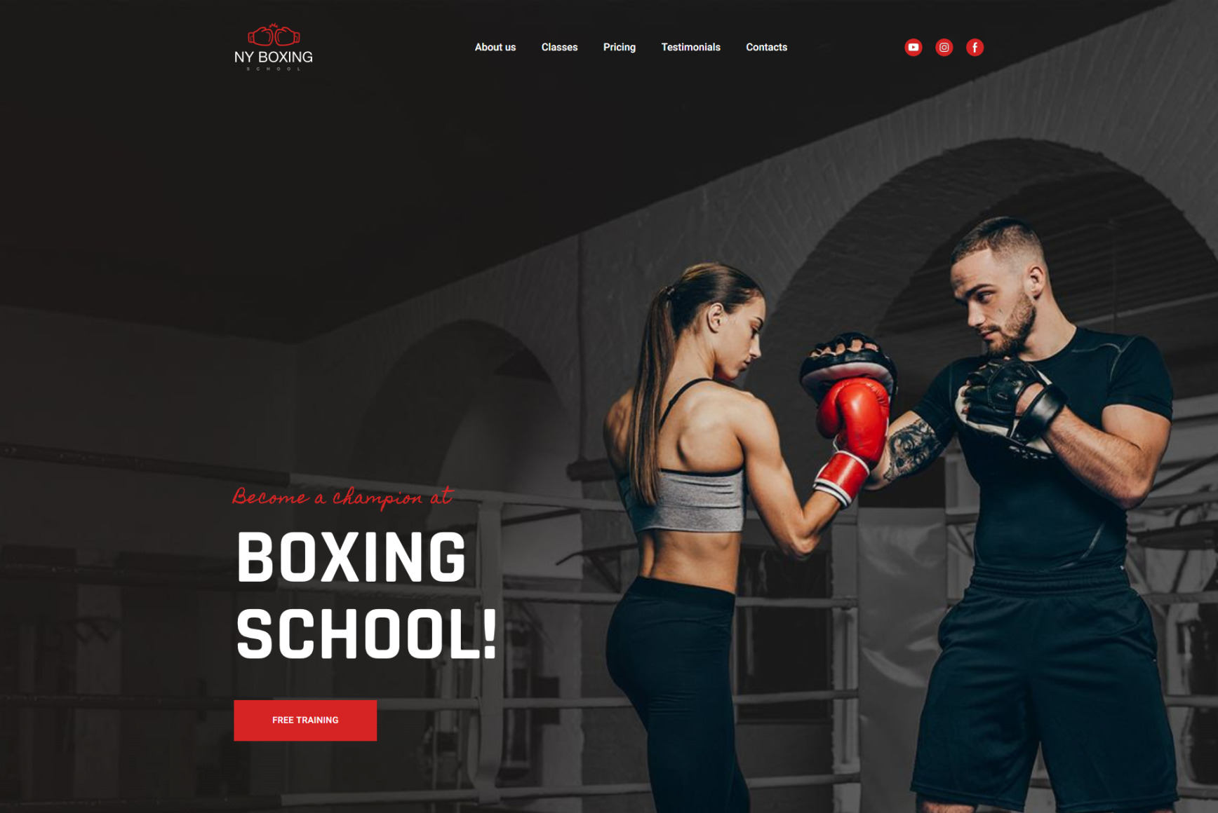 Boxing Club site Template for Sports School MotoCMS