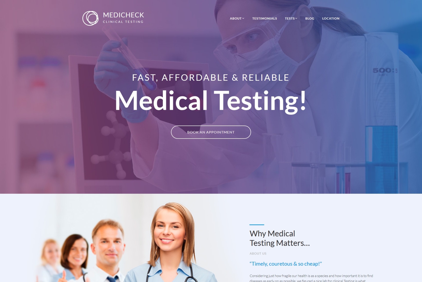 Laboratory site Design for Medical Testing Services MotoCMS