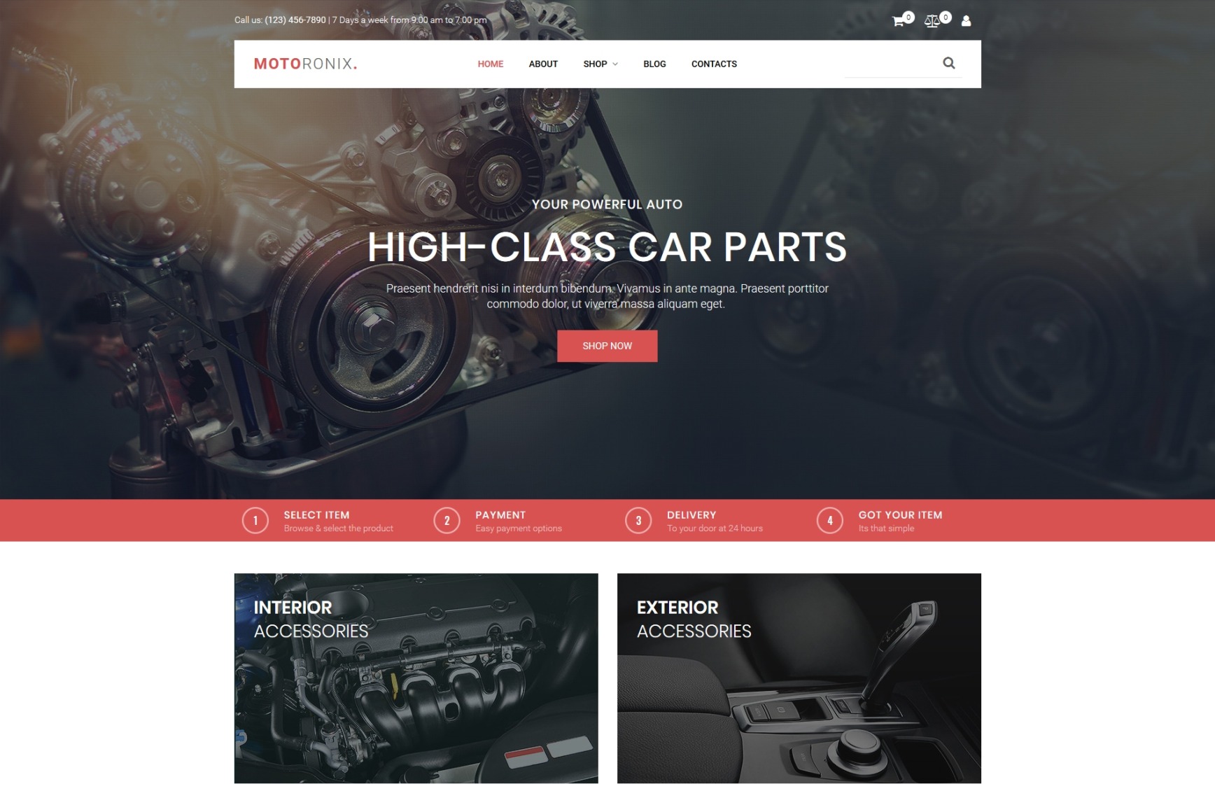 Car Shop Website Template for Automotive Parts Store MotoCMS