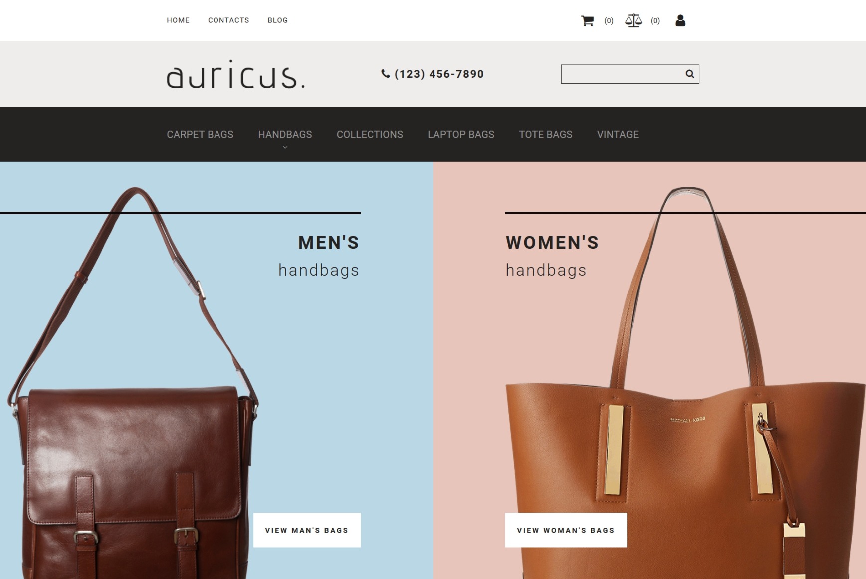 Handbag site Template for Bags Online Shop MotoCMS