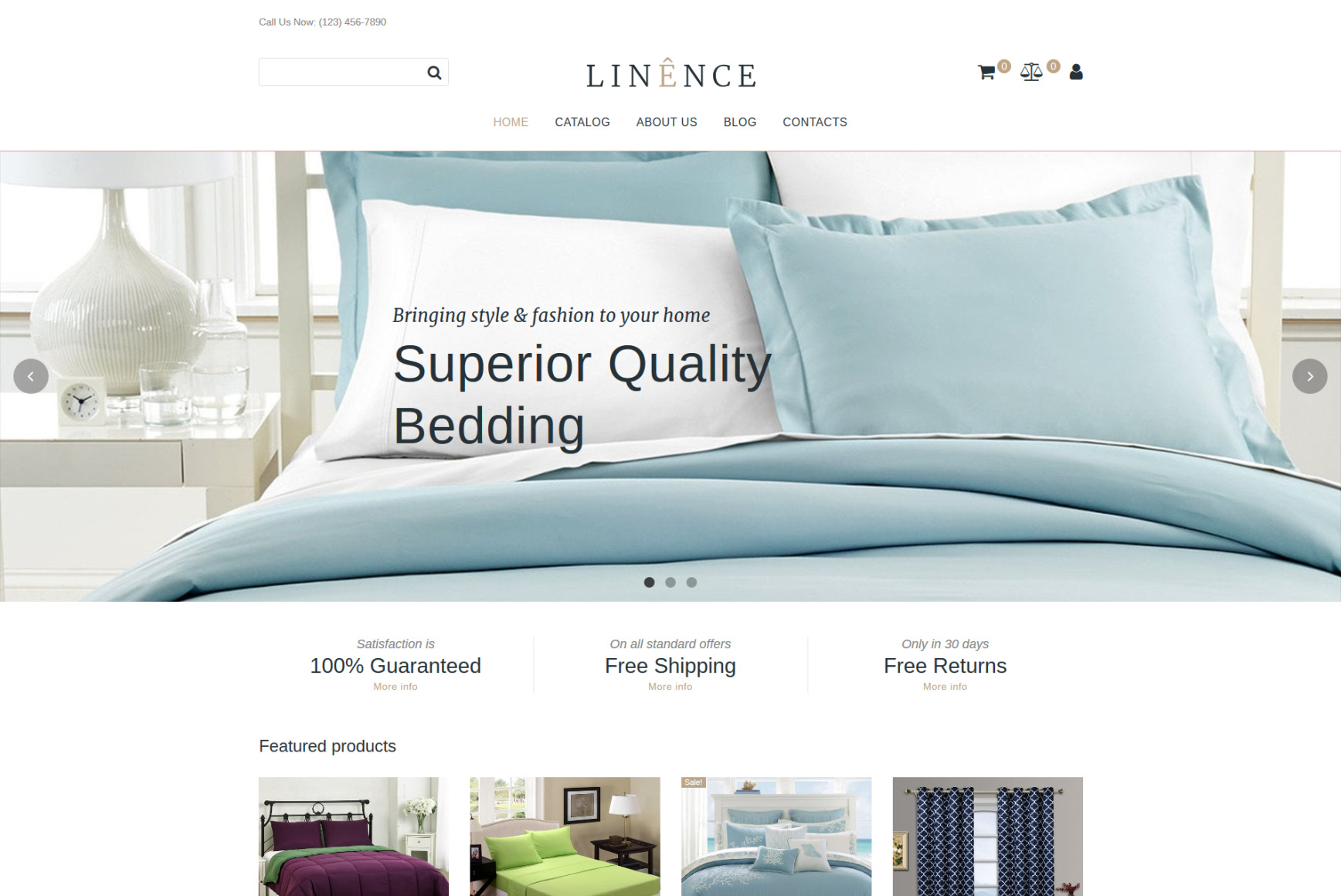 Linens site Template for Bedding Online Store MotoCMS